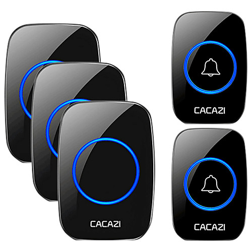 

CACAZI Wireless Waterproof Doorbell 300m Range US EU UK AU Plug Home Intelligent Door Bell Chime 2 Pcs Button 3 Pcs Receiver