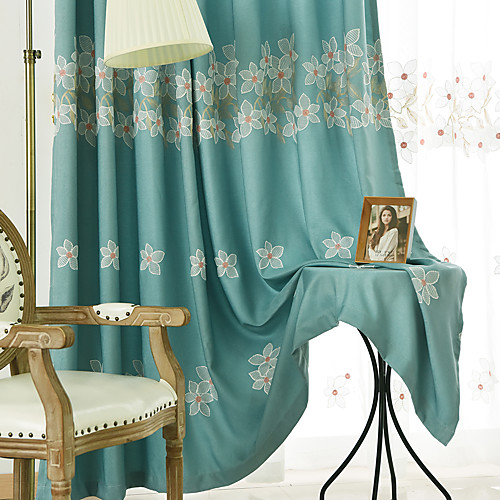 

Two Panel Korean Pastoral Style Embroidered Curtains Living Room Bedroom Study Curtains