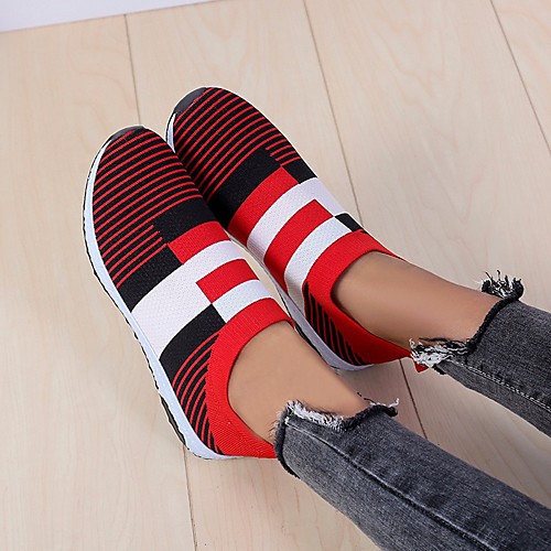 

Women's Loafers & Slip-Ons Summer Flat Heel Closed Toe Daily PU Black / Red / Pink