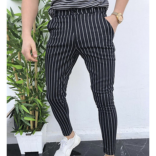 

Men's Basic Loose Chinos Pants - Striped White Black Gray US36 / UK36 / EU44 / US38 / UK38 / EU46 / US40 / UK40 / EU48