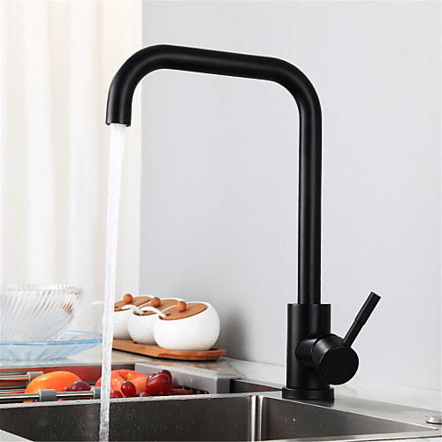 

Stainless Steel Black Kitchen Faucet Baking Paint 360 Rotatable Sink Washing Basin Faucet with Hot and Cold Water