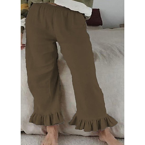 

Women's Basic Loose Chinos Pants - Solid Colored White Black Green S / M / L