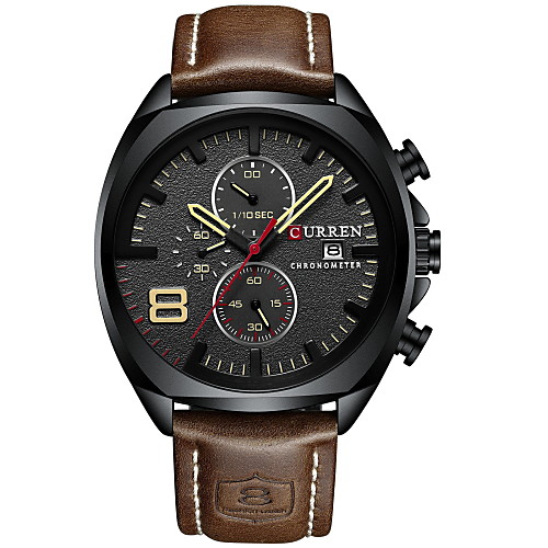 

CURREN Men's Dress Watch Quartz Stylish Leather Brown 30 m Casual Watch Analog Casual Fashion - White Black Brown One Year Battery Life