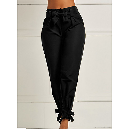 

Women's Basic Loose Chinos Pants - Solid Colored Black Brown M / L / XL