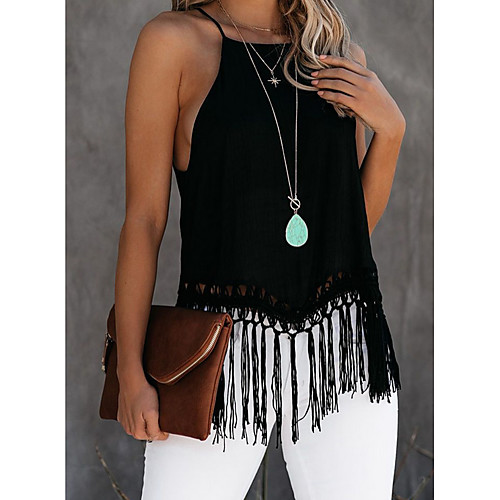

Halter tassel Tank Top