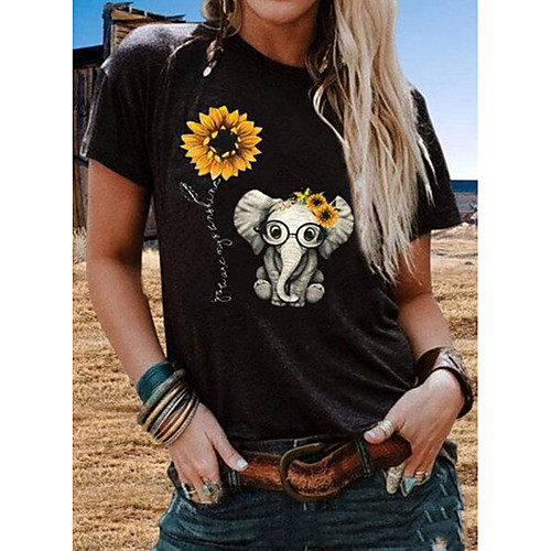 

Women's Graphic Sun Flower Print Loose T-shirt Daily Wine / White / Black / Blue / Army Green / Green / Dark Gray / Navy Blue