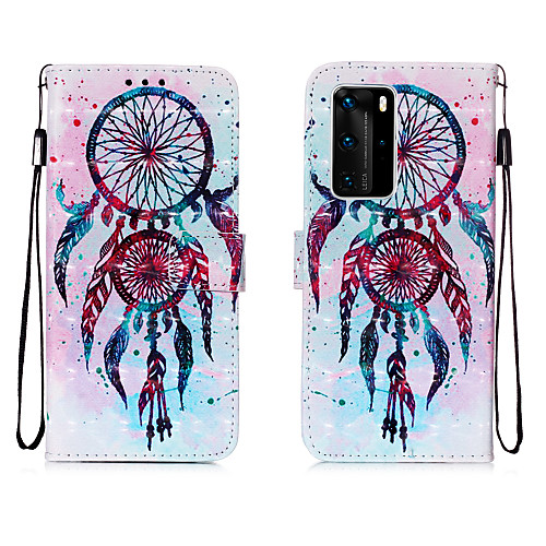 

Case For Huawei HUAWEI P40 PRO / P40 lite E / P40 lite Card Holder / Shockproof / Flip Back Cover Feathers / Flower PU Leather / TPU