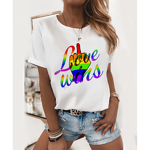 

Women's Rainbow Graphic Pride Day Print T-shirt Basic Casual / Daily White