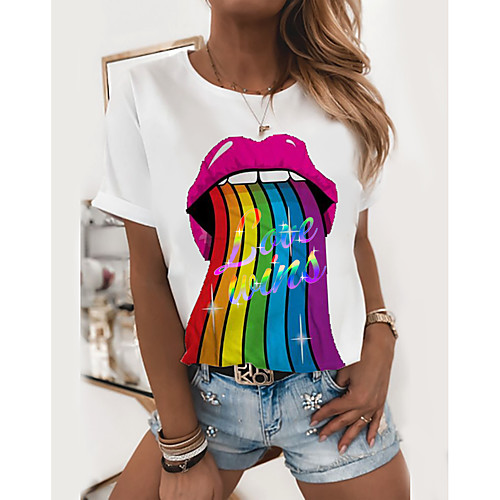 

Women's Rainbow Graphic Pride Day Print T-shirt Basic White / Yellow / Blushing Pink / Blue