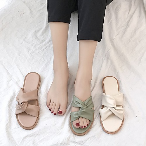 

Women's Slippers & Flip-Flops Summer Flat Heel Open Toe Daily Canvas Black / Pink / Green