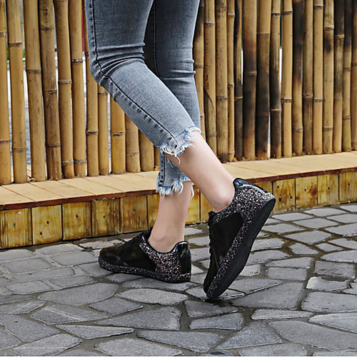 

Women's Sneakers Spring Flat Heel Round Toe Daily PU White / Black / Gold