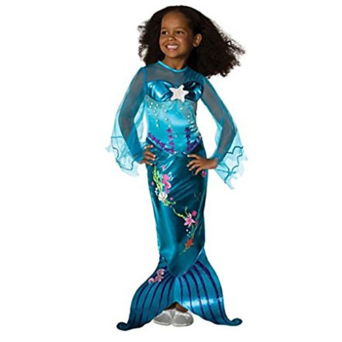 

The Little Mermaid Princess Dress Flower Girl Dress Girls' Movie Cosplay A-Line Slip Vacation Dress Blue Dress Children's Day Masquerade Satin / Tulle