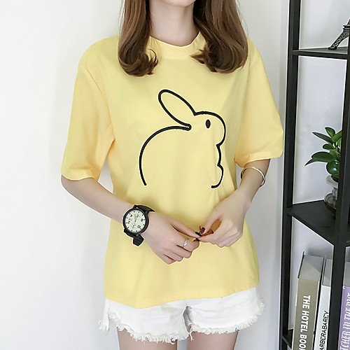 

Women's Geometric T-shirt Daily White / Black / Yellow