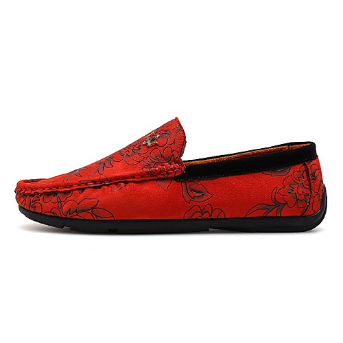

Men's Fall / Spring & Summer Daily Outdoor Loafers & Slip-Ons Walking Shoes Faux Leather Breathable Wear Proof Black / Yellow / Red