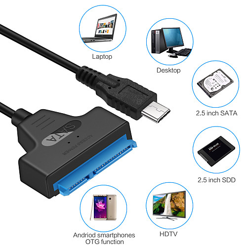 

Type-C 3.0 to SATA Cable Adapter Up To 6Gbps Support 2.5 Inches External HDD SSD Hard Drive 22Pin SataIII Data Transmission Cable