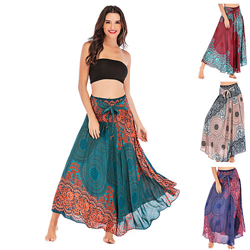 

Women's High Waist Yoga Skirt Maxi Skirt Gypsy Dress Asymetric Hem Dress Quick Dry Bohemian Hippie Boho Blue Khaki Burgundy Yoga Fitness Pilates Summer Sports Activewear