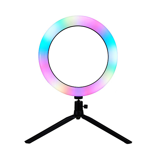 

RGB Colorful Changing Ring Light Live Fill Ring Lamp Photography Bracket Housing With Remote Control 16cm