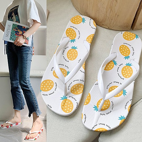 

Women's Slippers & Flip-Flops Summer Flat Heel Open Toe Daily PU White / Yellow / Red