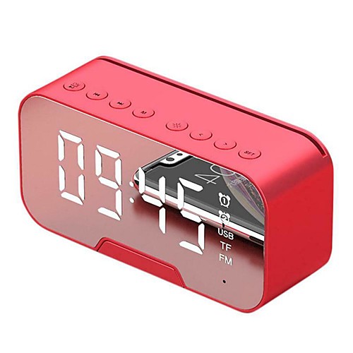 

Mirror Surface Display Smart Alarm Clock Bluetooth Speaker with Vibratory Film Loudspeaker Portable Mini mp3 audio player Support AUX TF for Cellphone Computer