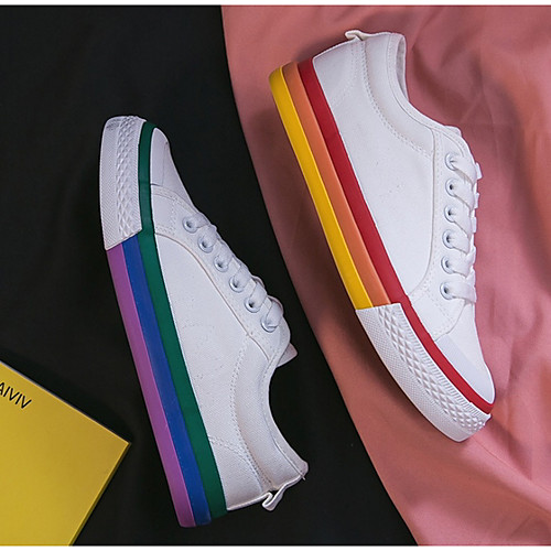 

Women's Sneakers Spring & Summer Flat Heel Round Toe Daily Canvas White