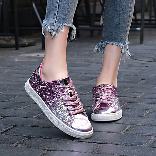 

Women's Sneakers Summer Flat Heel Round Toe Daily PU Black / Pink / Gold