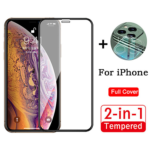 

2 in 1 Full Cover HD Tempered Glass Protective Film For iPhone 11 / 11 Pro / 11 Pro Max With 3D Full Cover Camera Lens Protective Film Anti-Scratch Anti-Fingerprint Protective Film 1 Piece Each