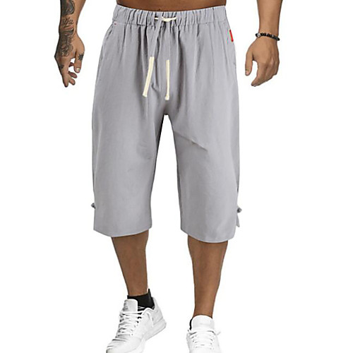 

Men's Basic Streetwear Comfort Plus Size Slim Chinos Shorts Pants Solid Colored Drawstring Gray Green Black Navy Blue / Summer