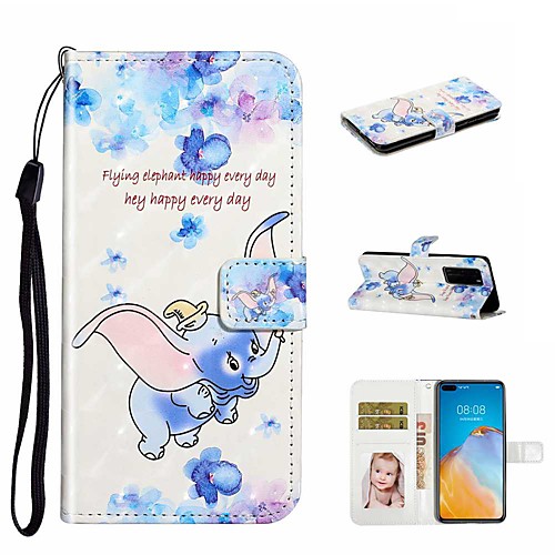 

Case For Huawei P40 / Huawei P40 Pro / Huawei P40 Lite Wallet / Card Holder / with Stand Full Body Cases Dumbo PU Leather / TPU for Huawei PSMART 2019 / Honor 10 Lite