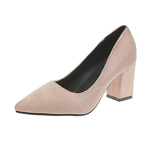 

Women's Heels Summer Chunky Heel Pointed Toe Daily Suede Black / Pink / Blue
