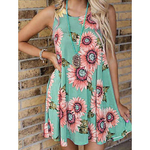 

Women's A-Line Dress Knee Length Dress - Sleeveless Print Summer Casual Mumu 2020 Green Gray S M L XL XXL XXXL XXXXL XXXXXL