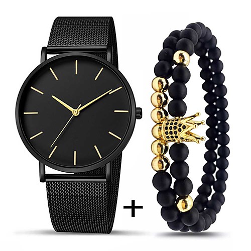 

Men's Steel Band Watches Quartz Modern Style Stylish Stainless Steel Black / Silver / Gold 30 m Casual Watch Large Dial Analog Casual Fashion - Golden / Brown BlackGloden White One Year Battery Life