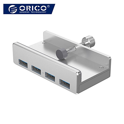 

ORICO Aluminum 4 Ports USB 3.0 Clip HUB for Desktop Laptop Clip Range 10-32mm
