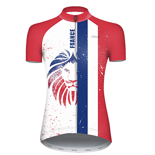 

21Grams Women's Short Sleeve Cycling Jersey Summer Nylon Polyester Red / White Lion USA France Bike Jersey Top Mountain Bike MTB Road Bike Cycling Ultraviolet Resistant Quick Dry Breathable Sports