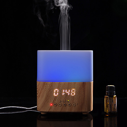 

300ml Ultrasonic Aroma Diffusers Air Humidifiers Time DisplayBluetooth SpeakerLED Night lightAlarm Clock for Home Office