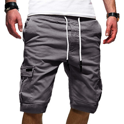 

Men's Streetwear Punk & Gothic Shorts Tactical Cargo Pants Solid Colored Knee Length Sporty Drawstring White Black Army Green Khaki Dark Gray