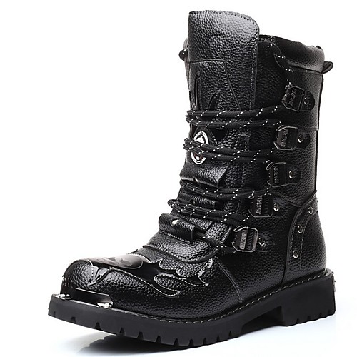 

Men's Spring & Summer Classic Daily Boots PU Mid-Calf Boots Black