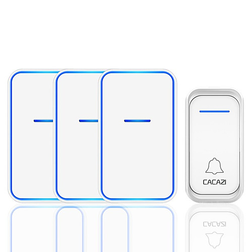 

CACAZI Waterproof Wireless Doorbell 1 Button 3 Receiver 300M Remote Intelligent LED Light Home Door Bell Wireless Chime