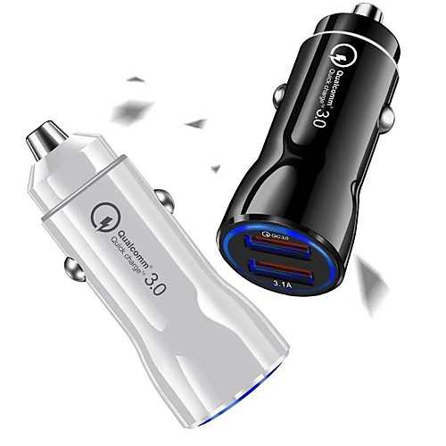 

QC3.0 Dual USB Ports Fast Light Charging Car Charger
