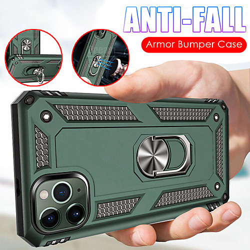 

Case For Apple iPhone 11 / iPhone 11 Pro / iPhone 11 Pro Max Shockproof / with Stand / Ring Holder Back Cover Solid Colored TPU / PC