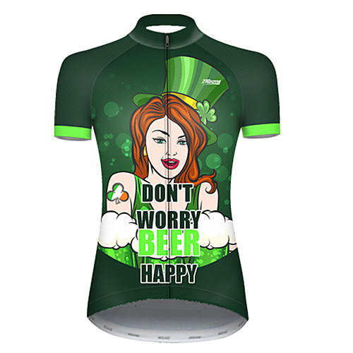

21Grams Women's Short Sleeve Cycling Jersey Polyester Green Polka Dot Gradient Oktoberfest Beer Bike Jersey Top Mountain Bike MTB Road Bike Cycling Breathable Quick Dry Ultraviolet Resistant Sports