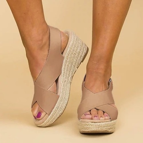 

Women's Sandals Wedge Sandals Heel Sandals Summer Wedge Heel Open Toe Daily PU White / Black / Brown