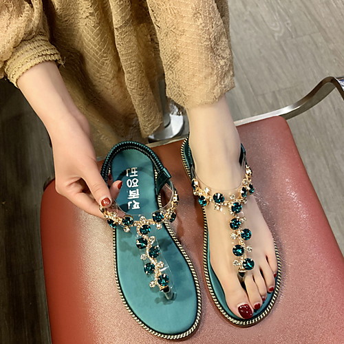 

Women's Sandals Flat Sandal Summer Flat Heel Open Toe Daily PU Black / Green