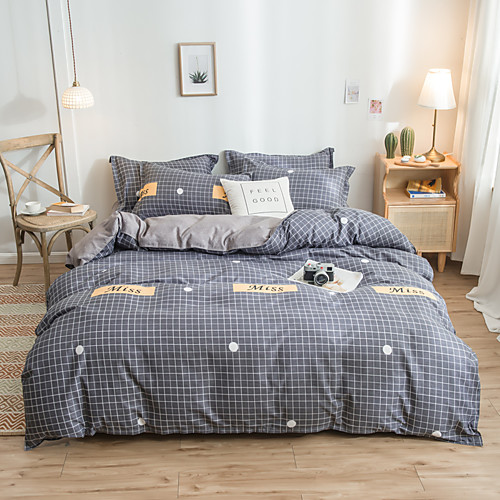 

Classic bedding set 4 size geometric printing summer bed linen 4pcs/set duvet cover set Pastoral bed sheet AB side duvet cove