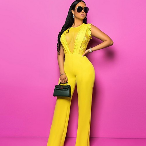 

Women's Yellow Jumpsuit Onesie, Solid Colored S M L
