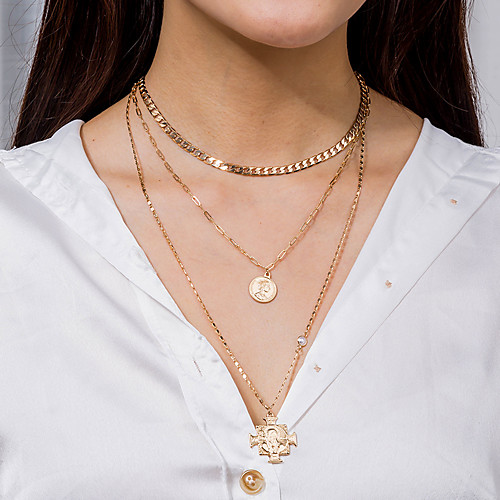 

Women's Pendant Necklace Necklace Layered Necklace Stacking Stackable Lucky Statement Classic Vintage Punk Chrome Gold 55 cm Necklace Jewelry 1pc For Anniversary Party Evening Street Beach Festival