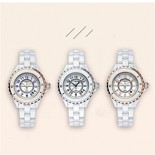 

Women's Quartz Watches Luxury Fashion Ceramic Japanese Quartz Rose Gold WhiteBlue White Water Resistant / Waterproof Calendar / date / day 30 m 1 pc Analog One Year Battery Life