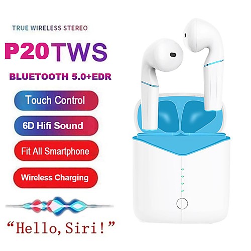 

P20 TWS Ture Wireless Earbuds Bluetooth 5.0 Earphone Super Bass Headset with Wireless Charging for Huawei iPhone