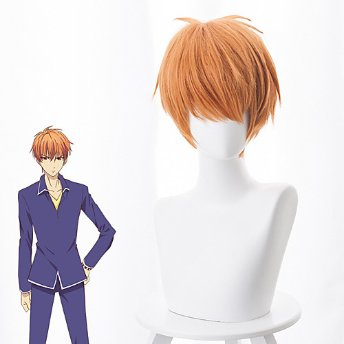 

Fruits Basket Cosplay Wigs Men's Asymmetrical 15 inch Heat Resistant Fiber kinky Straight Orange Adults' Anime Wig