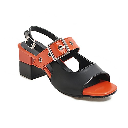 

Women's Sandals Summer Cuban Heel Open Toe Daily PU White / Yellow / Orange