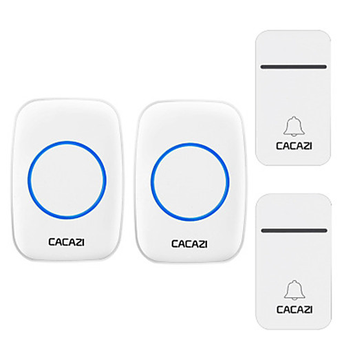 

CACAZI Smart Self-Powered Wireless Doorbell 200M Remote No Battery Required Waterproof Home Cordless Door Bell 38 Chimes US EU UK AU Plug